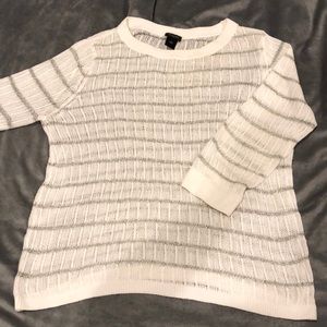 Ann Taylor open weave White & Silver sweater